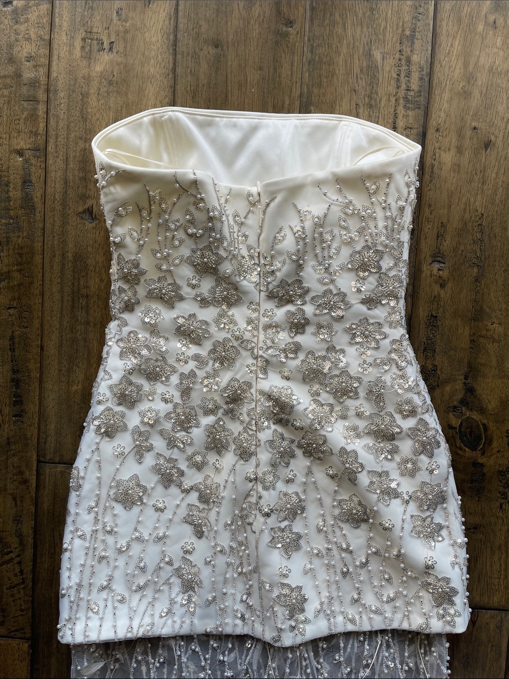 Delfi Collective Salma Bead & Feather Strapless Gown - Picture 11 of 13